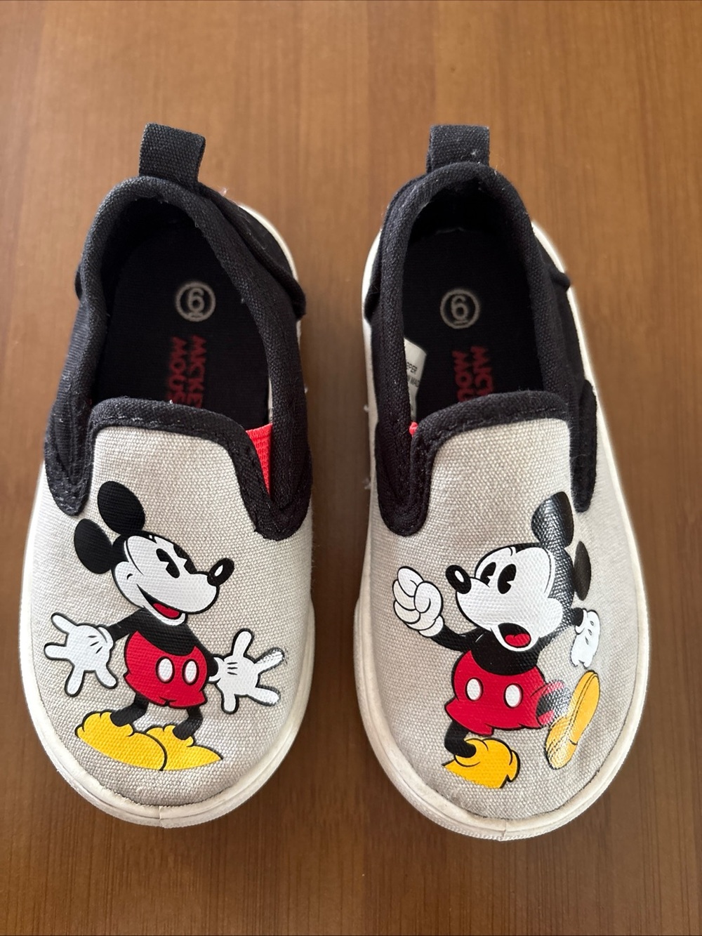 Kids Slip-On Mickey Mouse Canvas Sneakers in Black, Red, Yellow